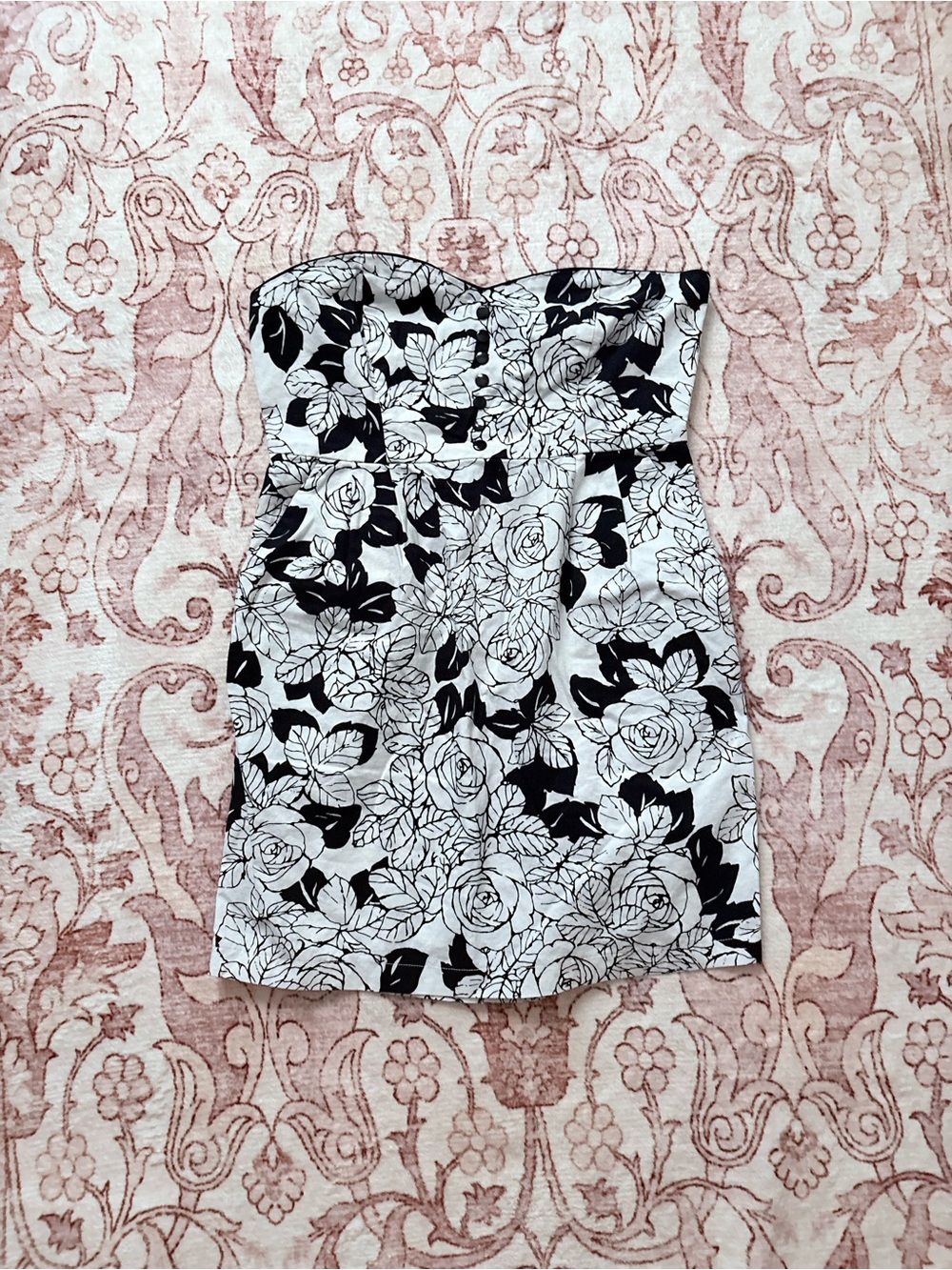 Forever 21 Strapless Black and White Floral Mini Dress